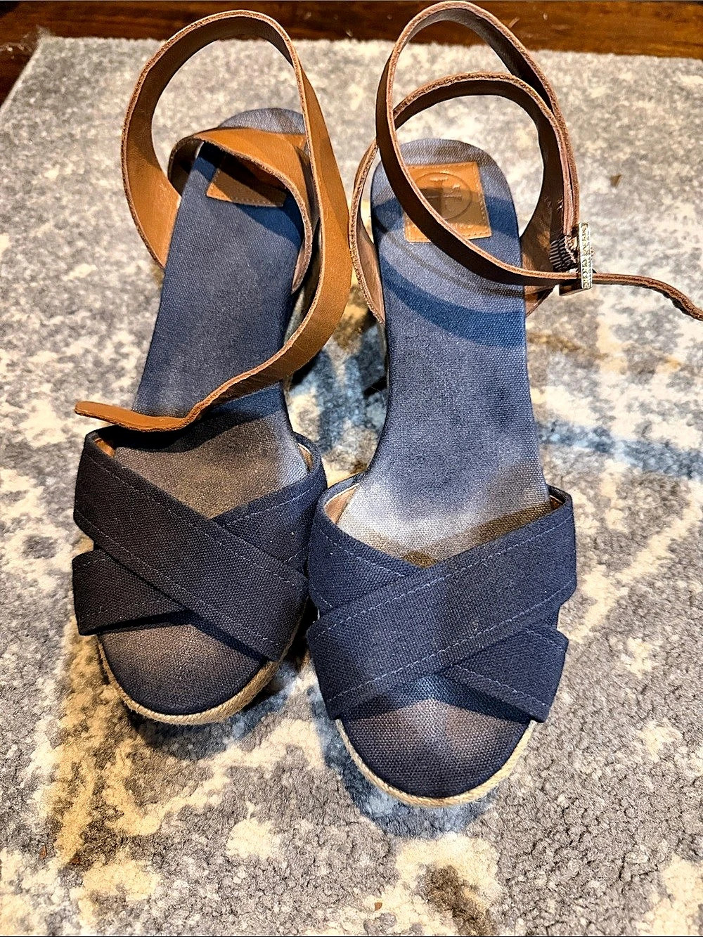Tory Burch Strappy Sandals in Blue & Brown